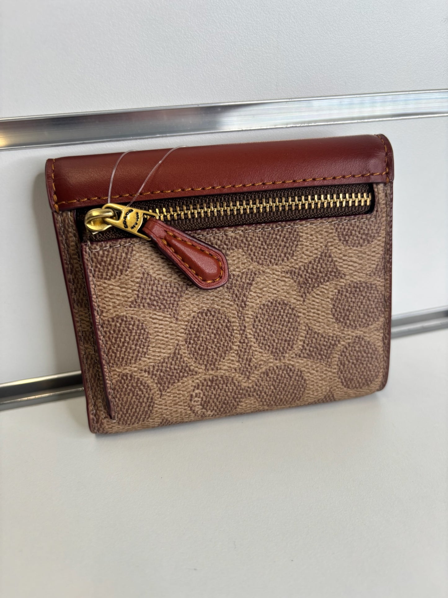Coach Wyn Small Wallet Tan Rust Signature Canvas K79