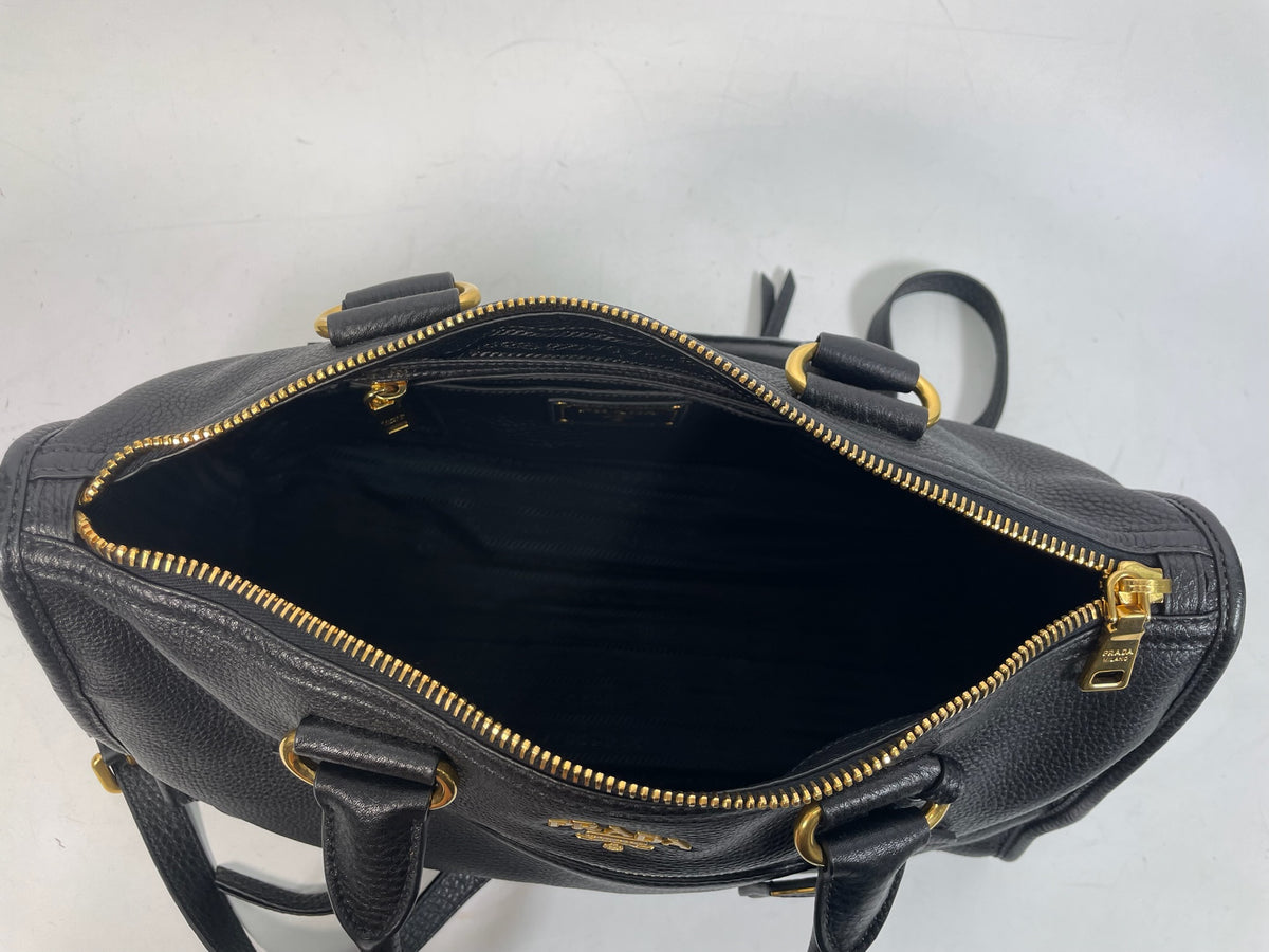 M0707-14 Prada Cervo Leather East West Top Handle Bag