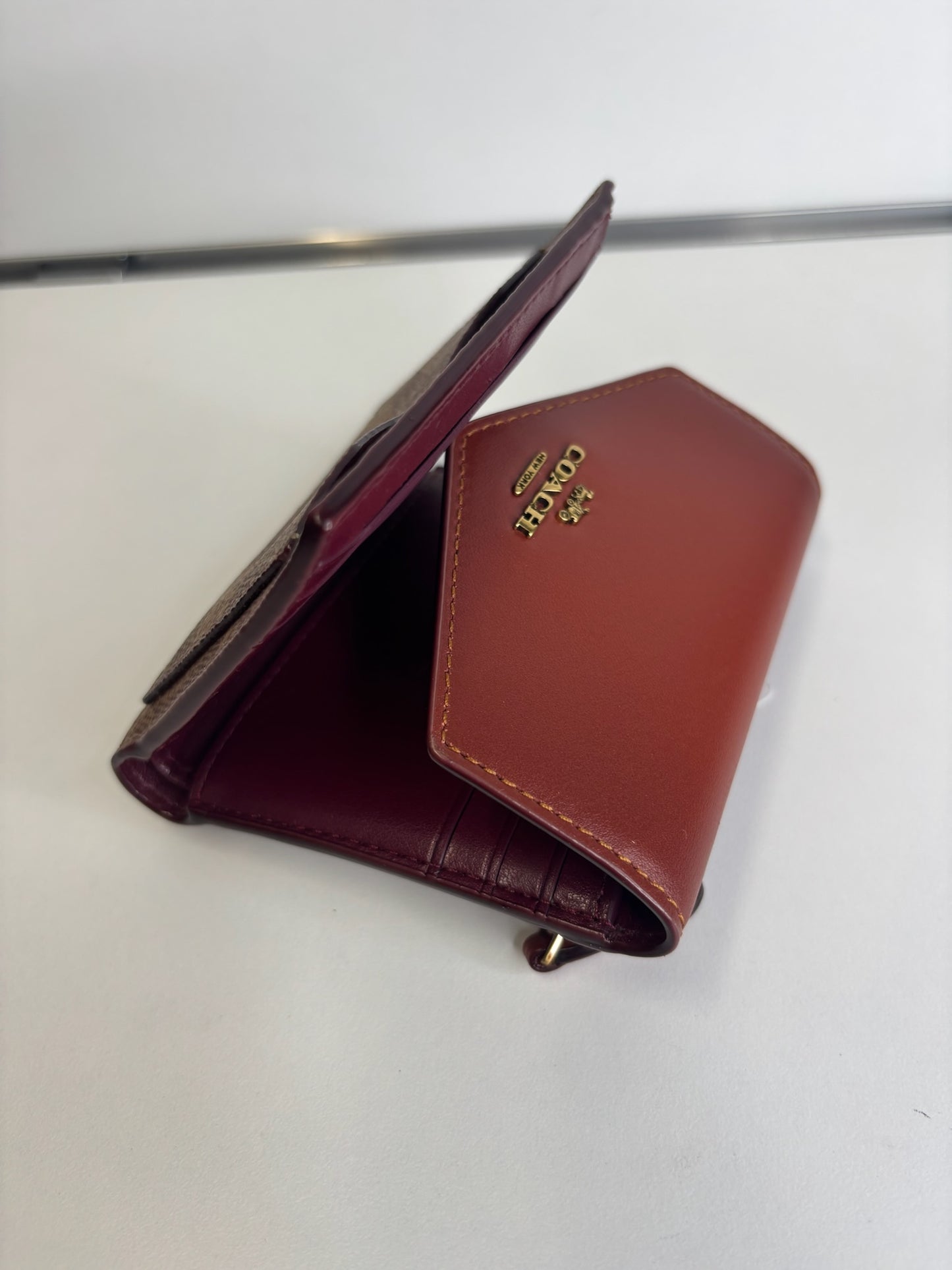 Coach Wyn Small Wallet Tan Rust Signature Canvas K79