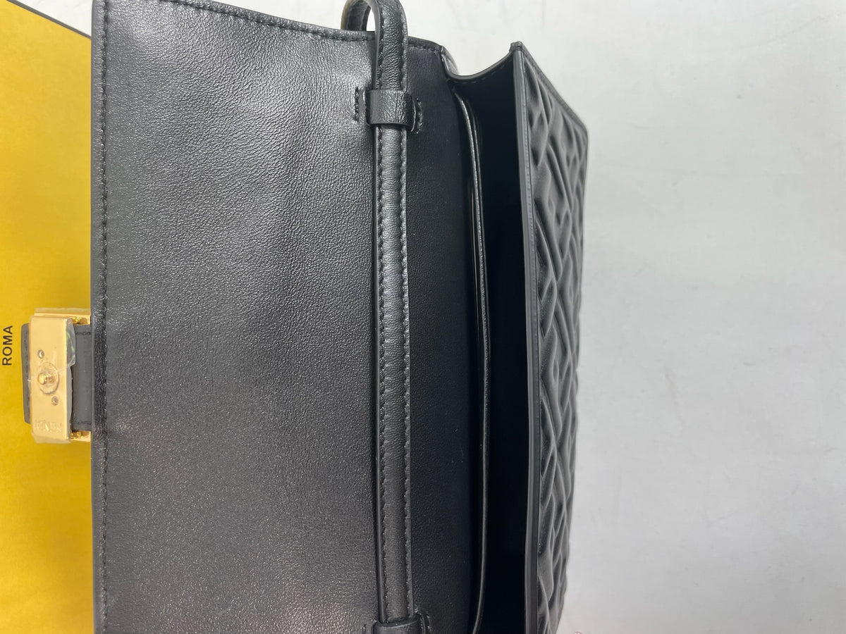 M0707-25 Fendi Baguette Wallet on Strap in Black Nappa Leather