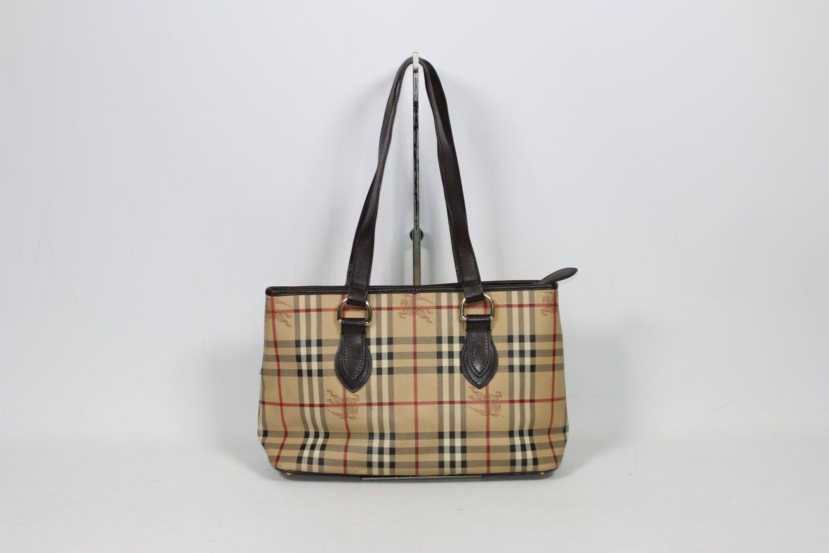 Burberry Brown PVC Haymarket Nova Check Hobo ONE Shoulder Bag 35310021