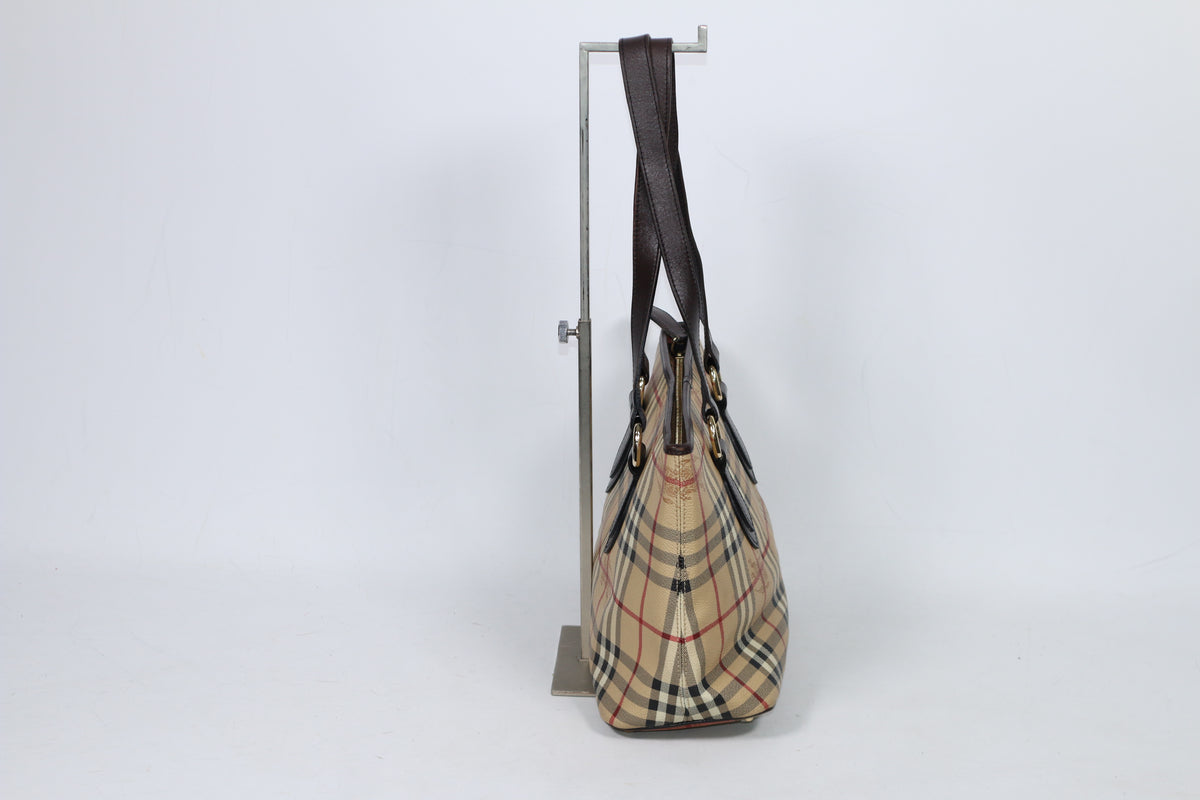 Burberry Brown PVC Haymarket Nova Check Hobo ONE Shoulder Bag 35310021