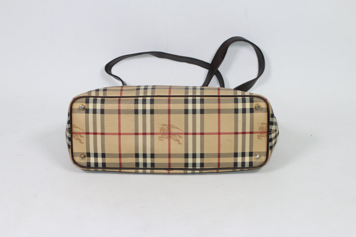 Burberry Brown PVC Haymarket Nova Check Hobo ONE Shoulder Bag 35310021