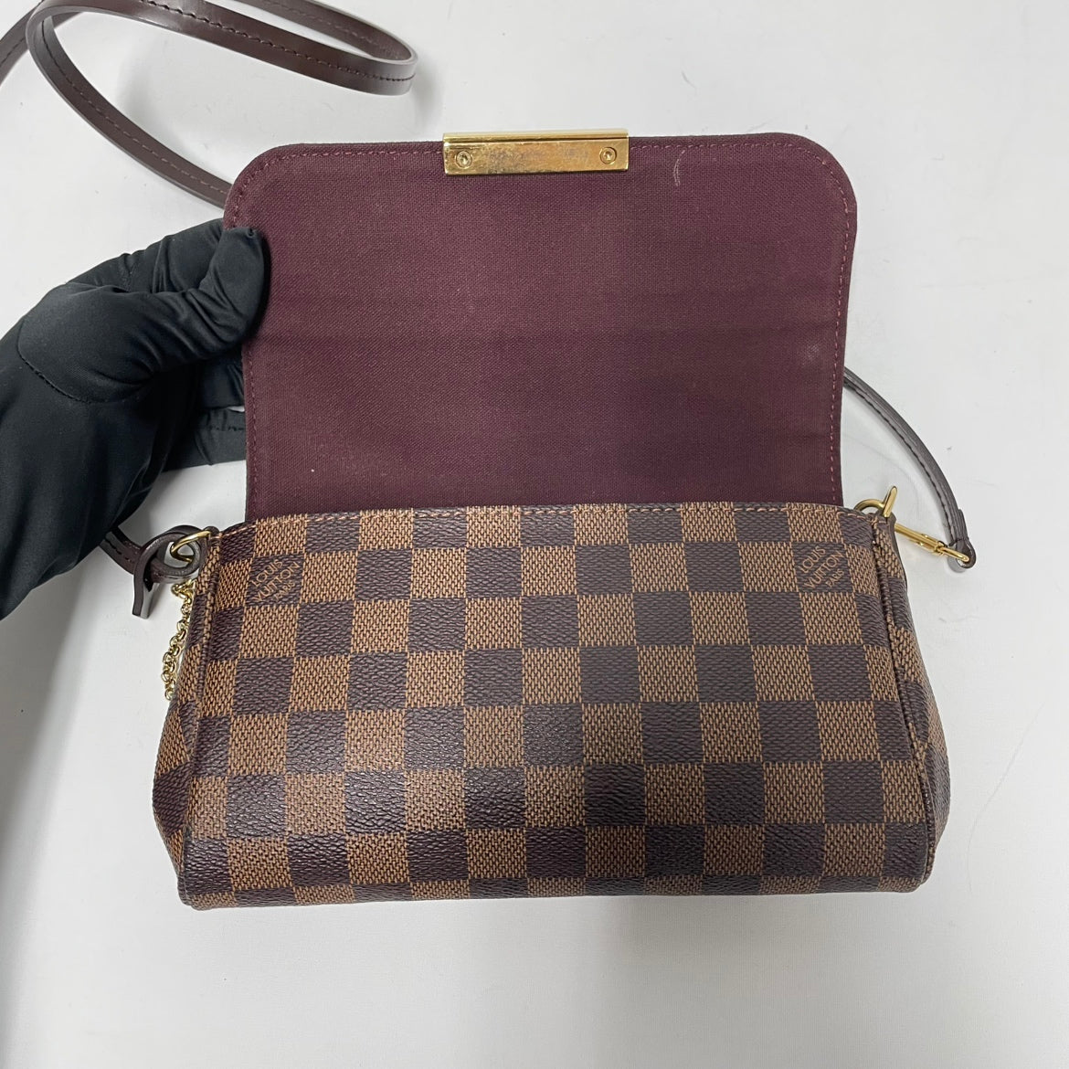 Louis Vuitton Brown PVC Damier Ebene Canvas Favorite PM Crossbody Bag N41276 (V1271422HC)