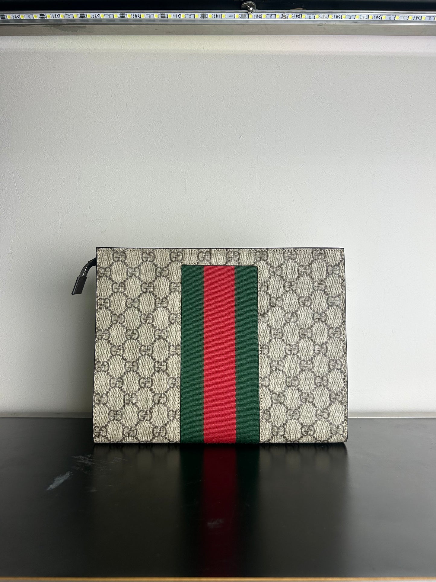 Gucci GG Supreme Web Portfolio Pouch