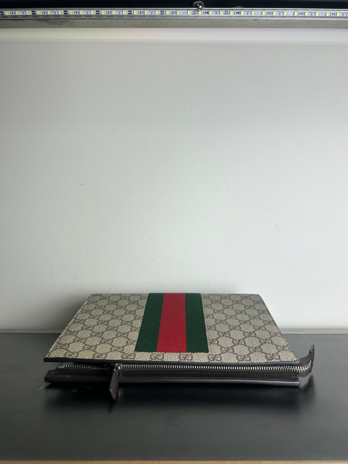 Gucci GG Supreme Web Portfolio Pouch