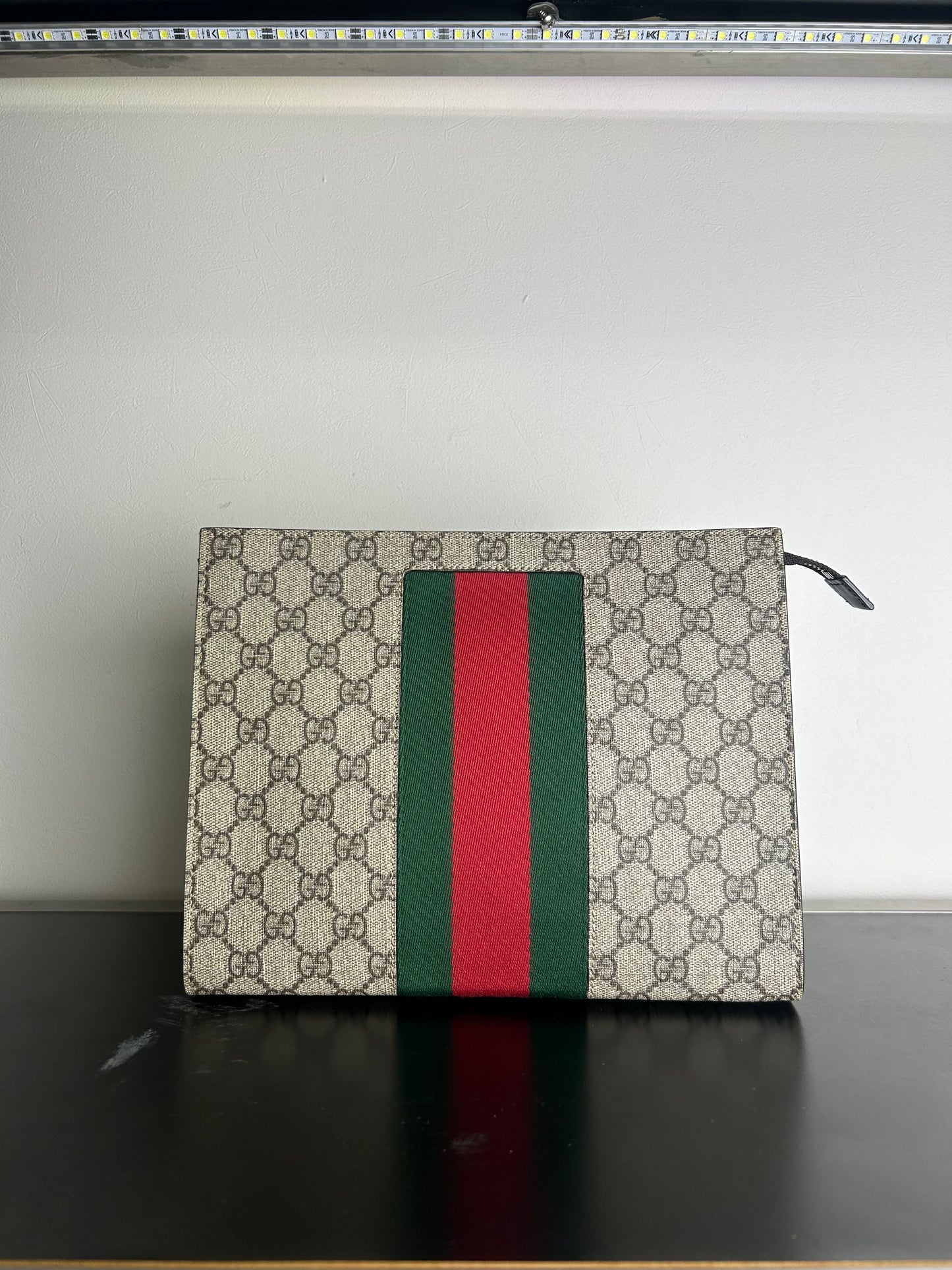 Gucci GG Supreme Web Portfolio Pouch