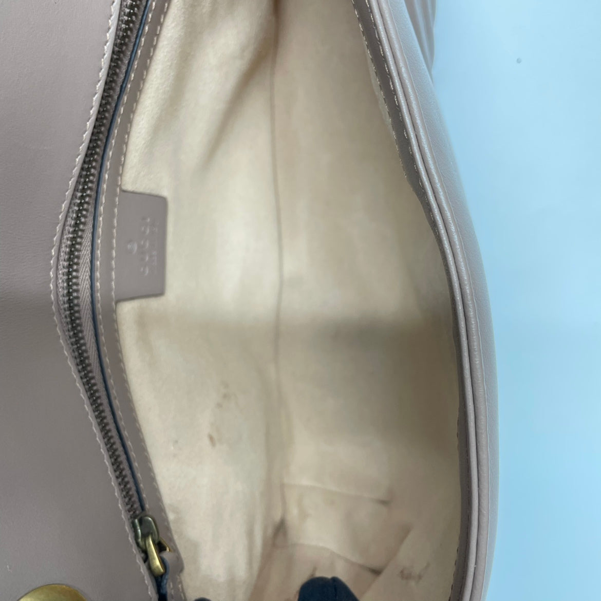 Gucci Beige Leather Matelasse GG Marmont Small Shoulder Bag 443497 (V07245310P)