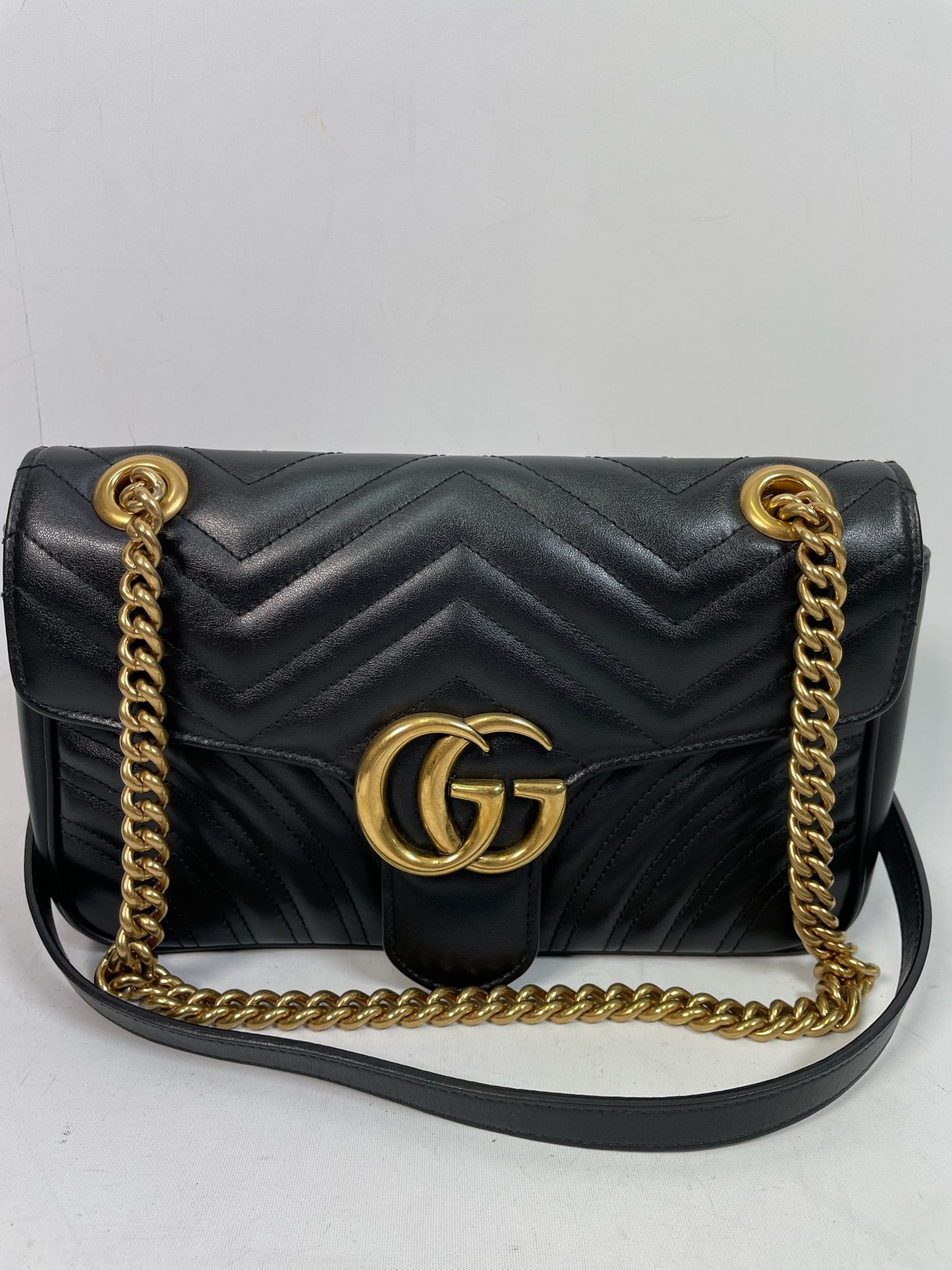 M0707-68 Gucci GG Marmont Shoulder Bag in Black