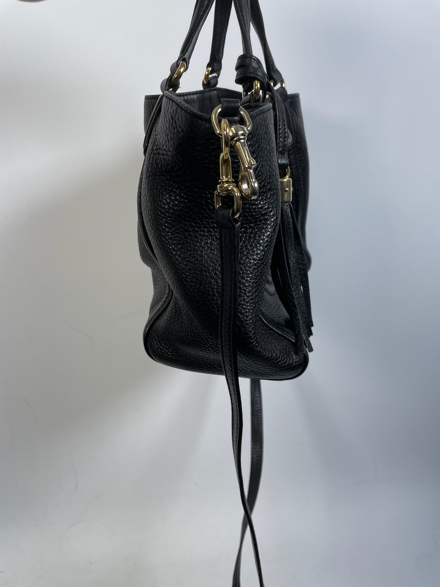 M0707-71 Gucci Soho Shoulder Bag in Black Pebbled Leather