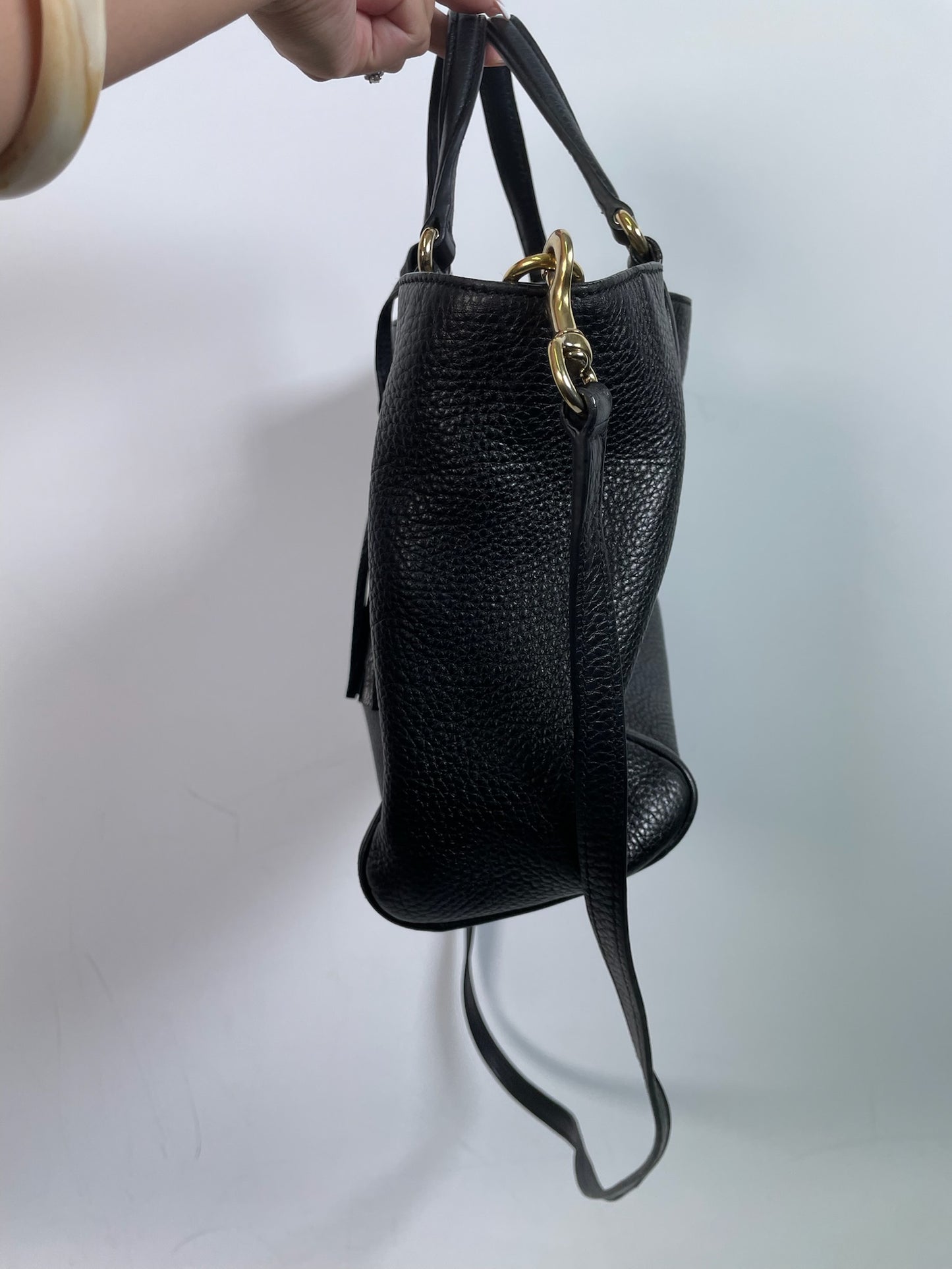 M0707-71 Gucci Soho Shoulder Bag in Black Pebbled Leather