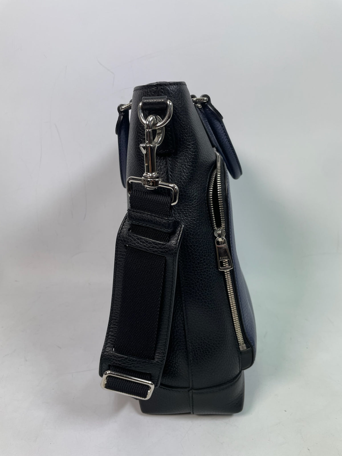 M0707-72 Gucci Leather Satchel Bag in Black & Blue