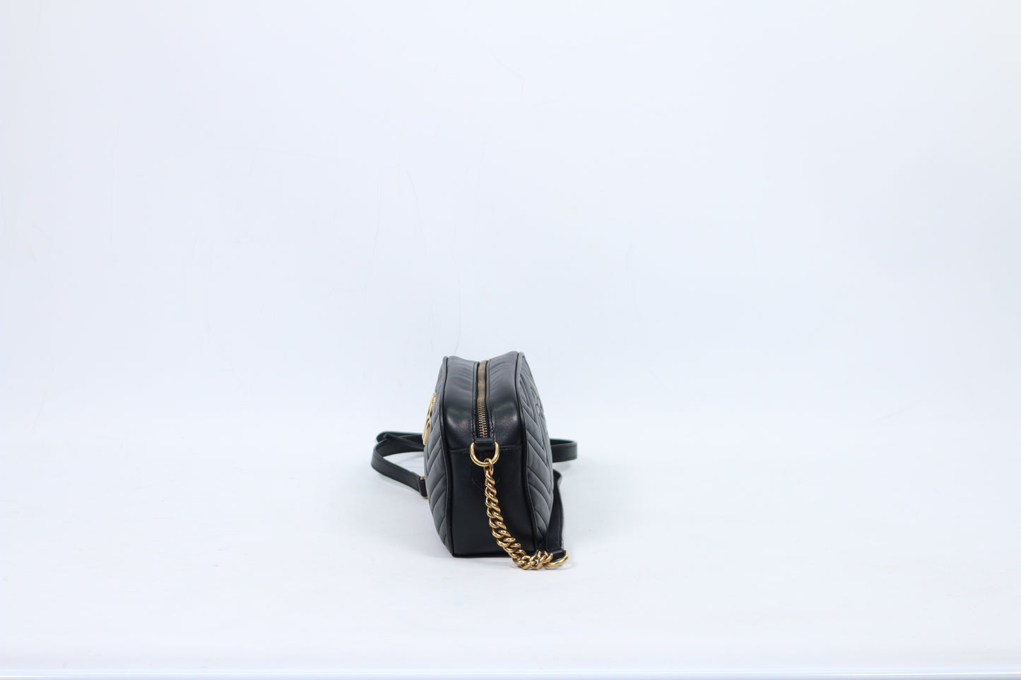 Gucci Black Leather Matelasse GG Marmont Small Crossbody Bag 447632