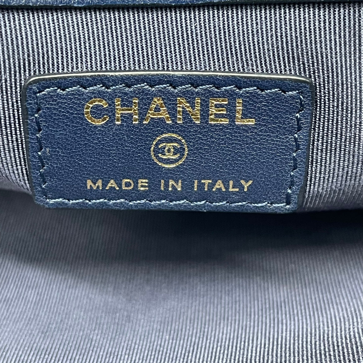 Chanel Navy Lambskin Vintage Silver Hardware Logo Large Clutch Bag A69251 (V03890311P)
