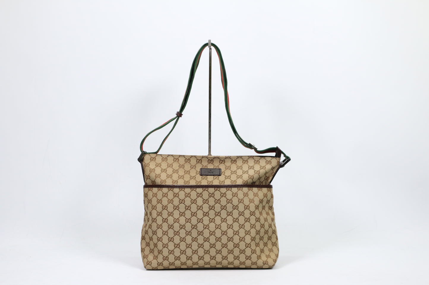Gucci Brown Jacquard GG Tricolor Strap ONE Crossbody Bag 189751