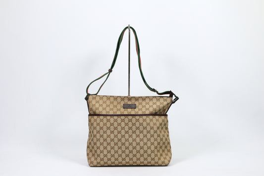 Gucci Brown Jacquard GG Tricolor Strap ONE Crossbody Bag 189751