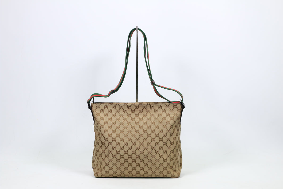 Gucci Brown Jacquard GG Tricolor Strap ONE Crossbody Bag 189751