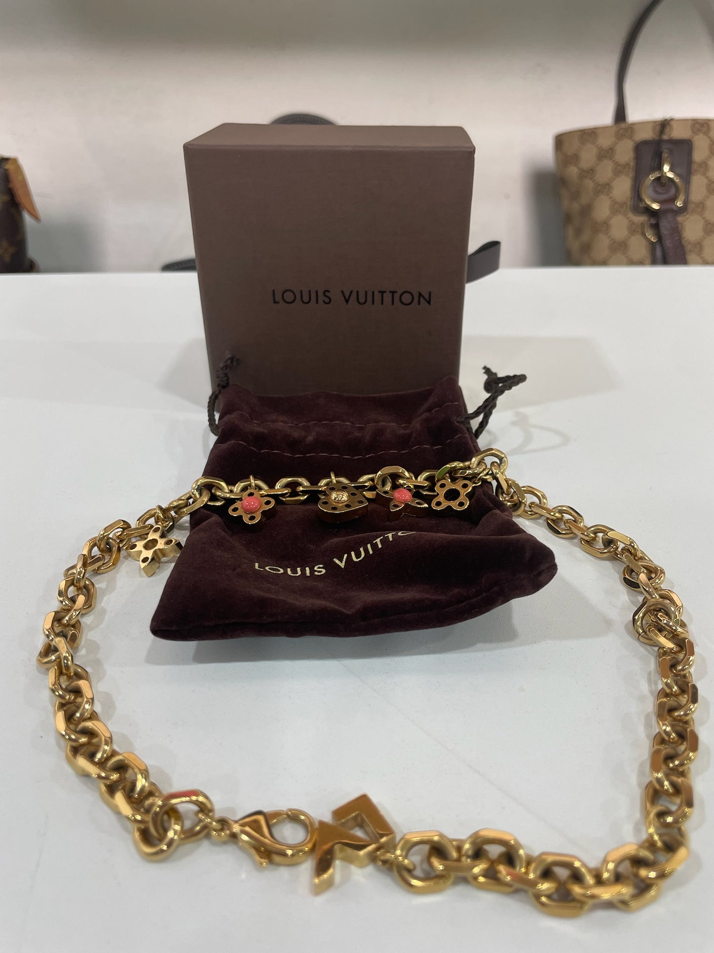 M0707-93 Louis Vuitton Hide and Seek Monogram Charms Necklace