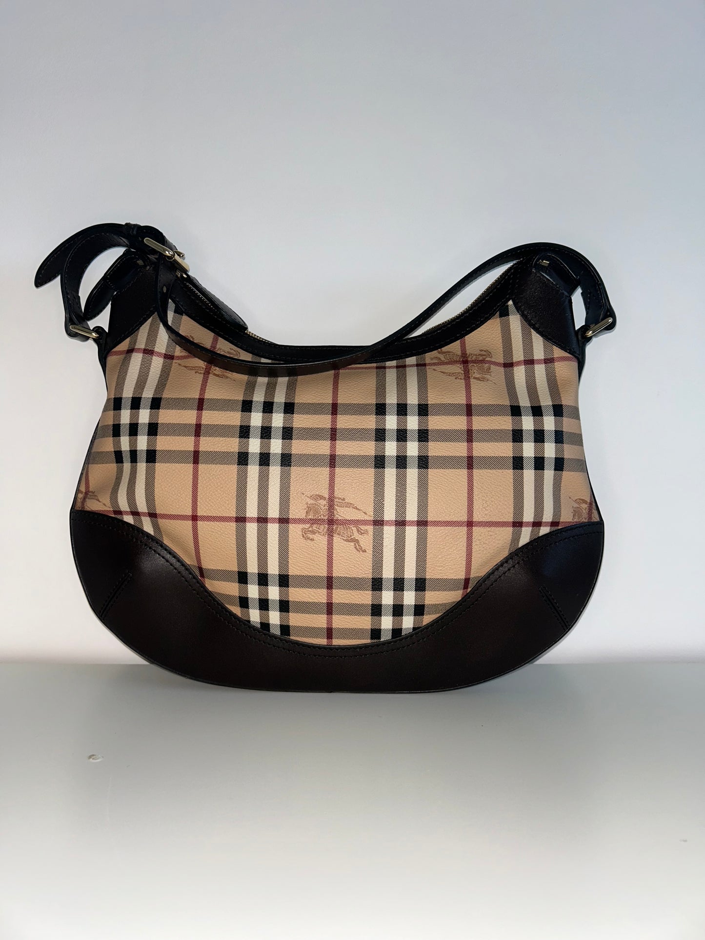 Burberry Haymarket Croissant Hobo Bag