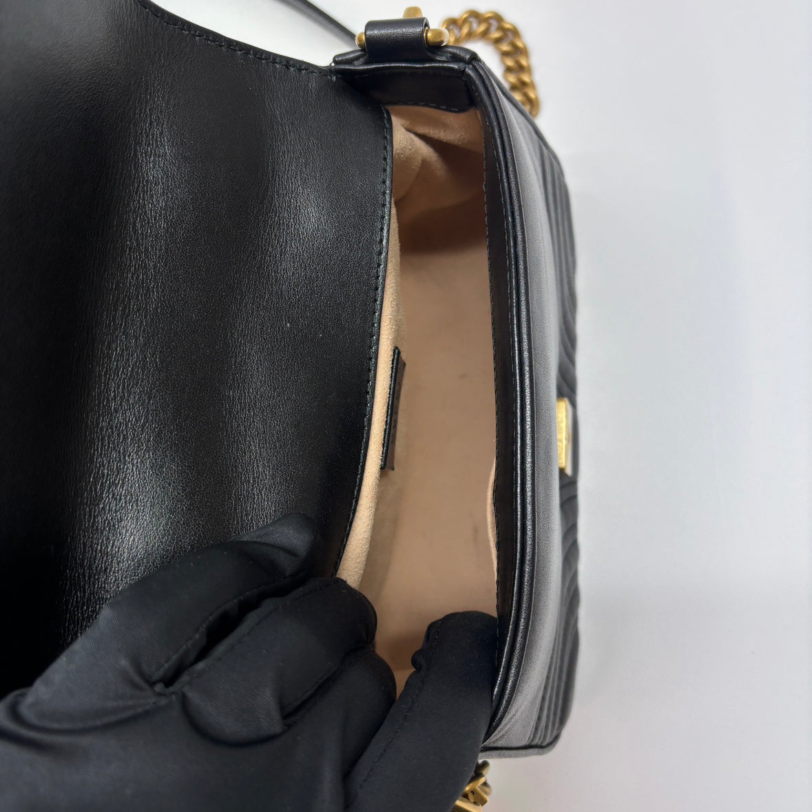 Gucci Black Leather GG Marmont Mini Top Handle Bag 547260 (B072100728P)