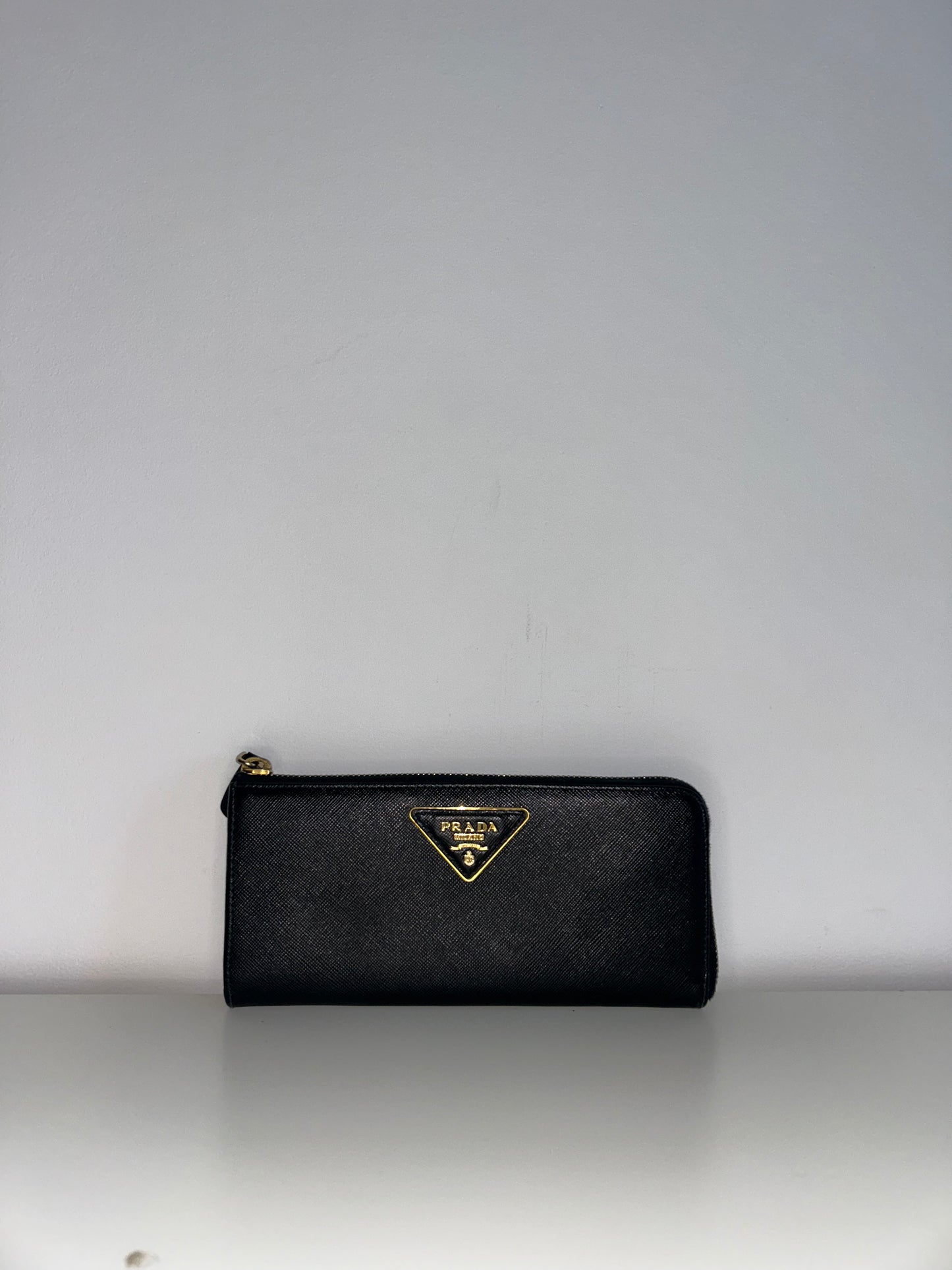 Prada Saffiano Zip Leather Wallet