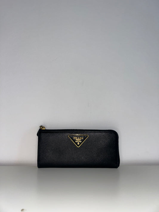 Prada Saffiano Zip Leather Wallet