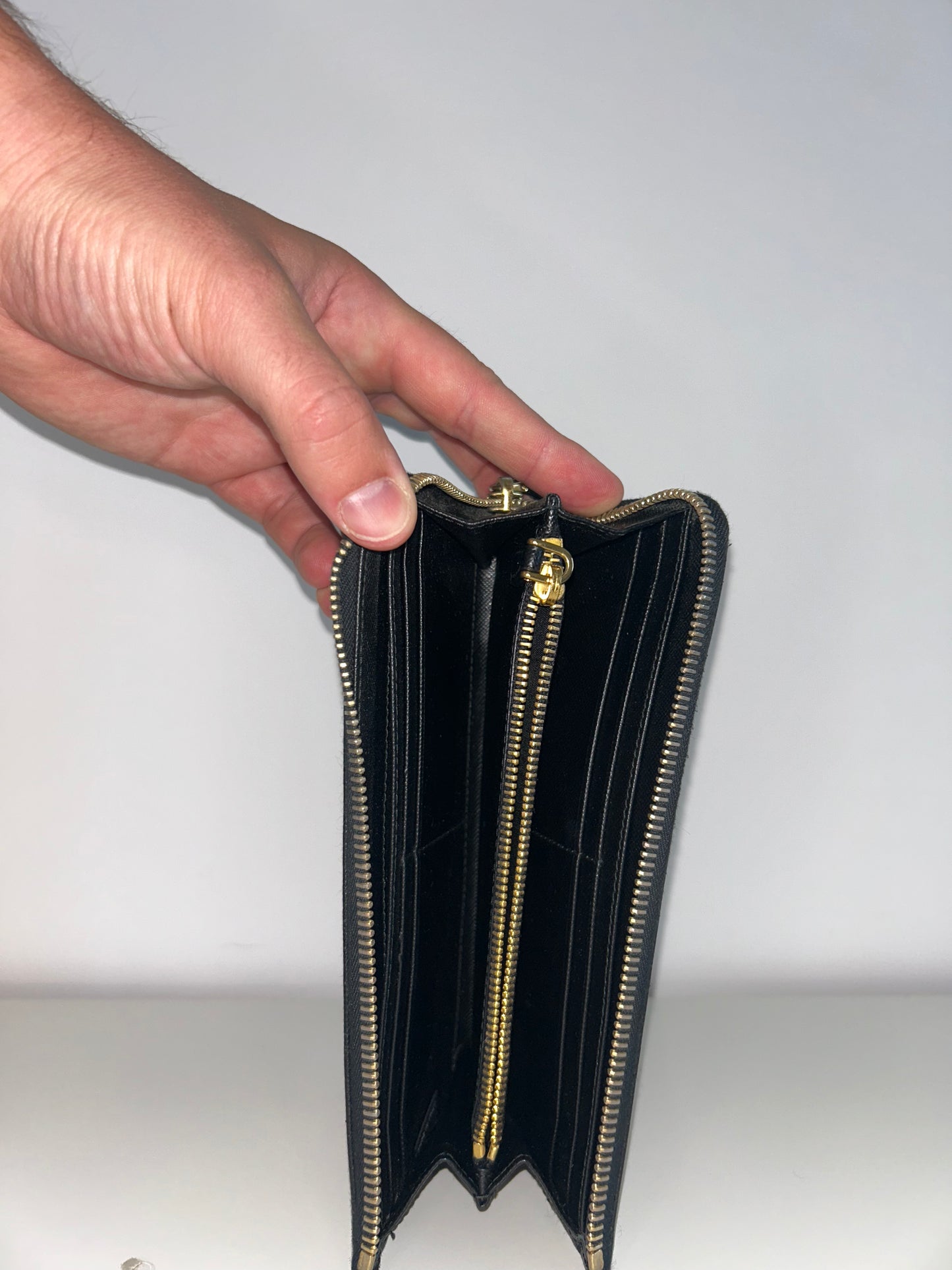 Prada Saffiano Zip Leather Wallet