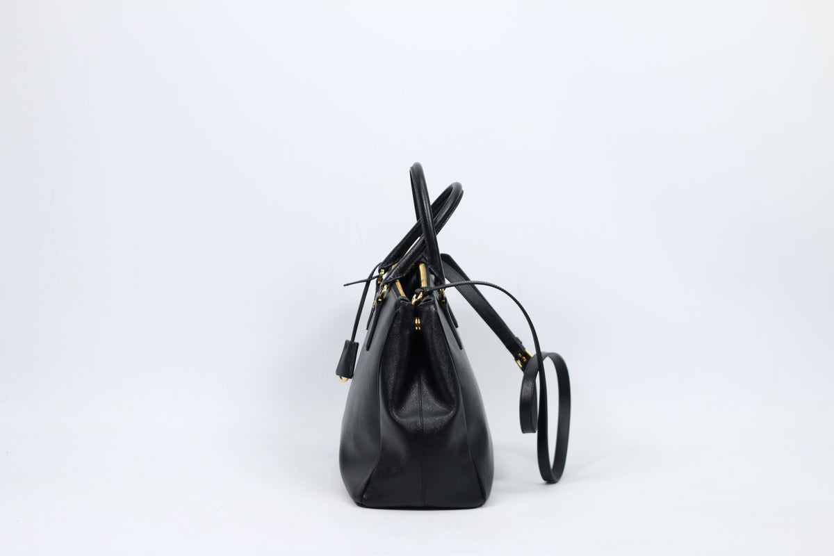 Prada Black Leather Saffiano Lux ONE Shoulder Bag BN2274
