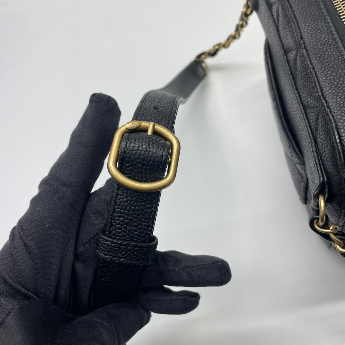 Chanel Black Caviar Gold Hardware CC Chain Camera Mini Belt Bag AS0969 (V38100130H)