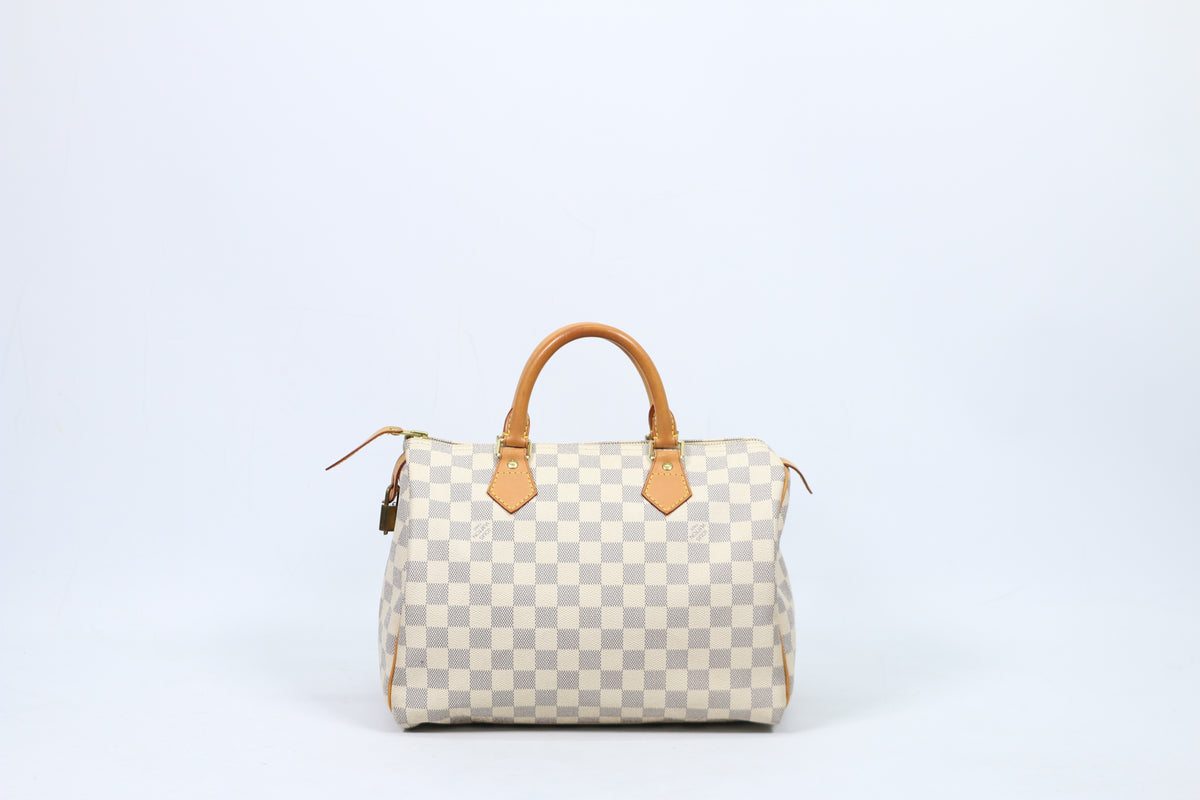 Louis Vuitton White PVC Damier Azur Canvas Speedy 30 Tote Bag N41533