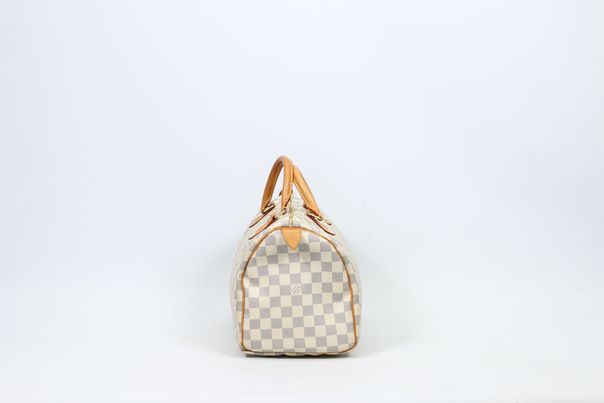 Louis Vuitton White PVC Damier Azur Canvas Speedy 30 Tote Bag N41533