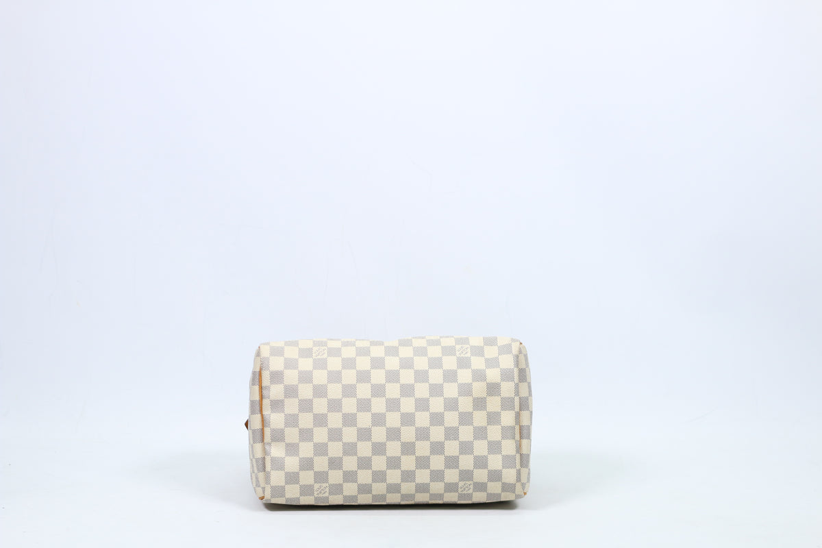 Louis Vuitton White PVC Damier Azur Canvas Speedy 30 Tote Bag N41533