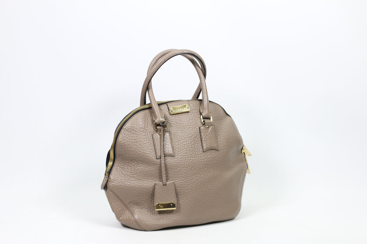 Burberry Gray Leather Gold-Tone Logo Detail Orchard Medium Tote Bag 3856227