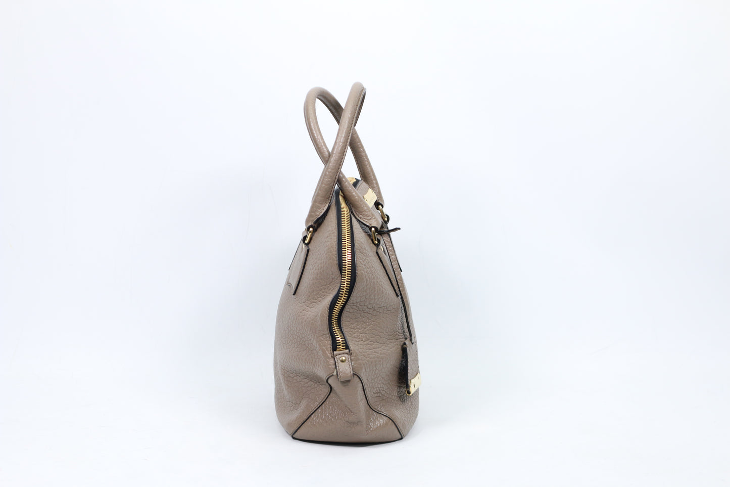 Burberry Gray Leather Gold-Tone Logo Detail Orchard Medium Tote Bag 3856227