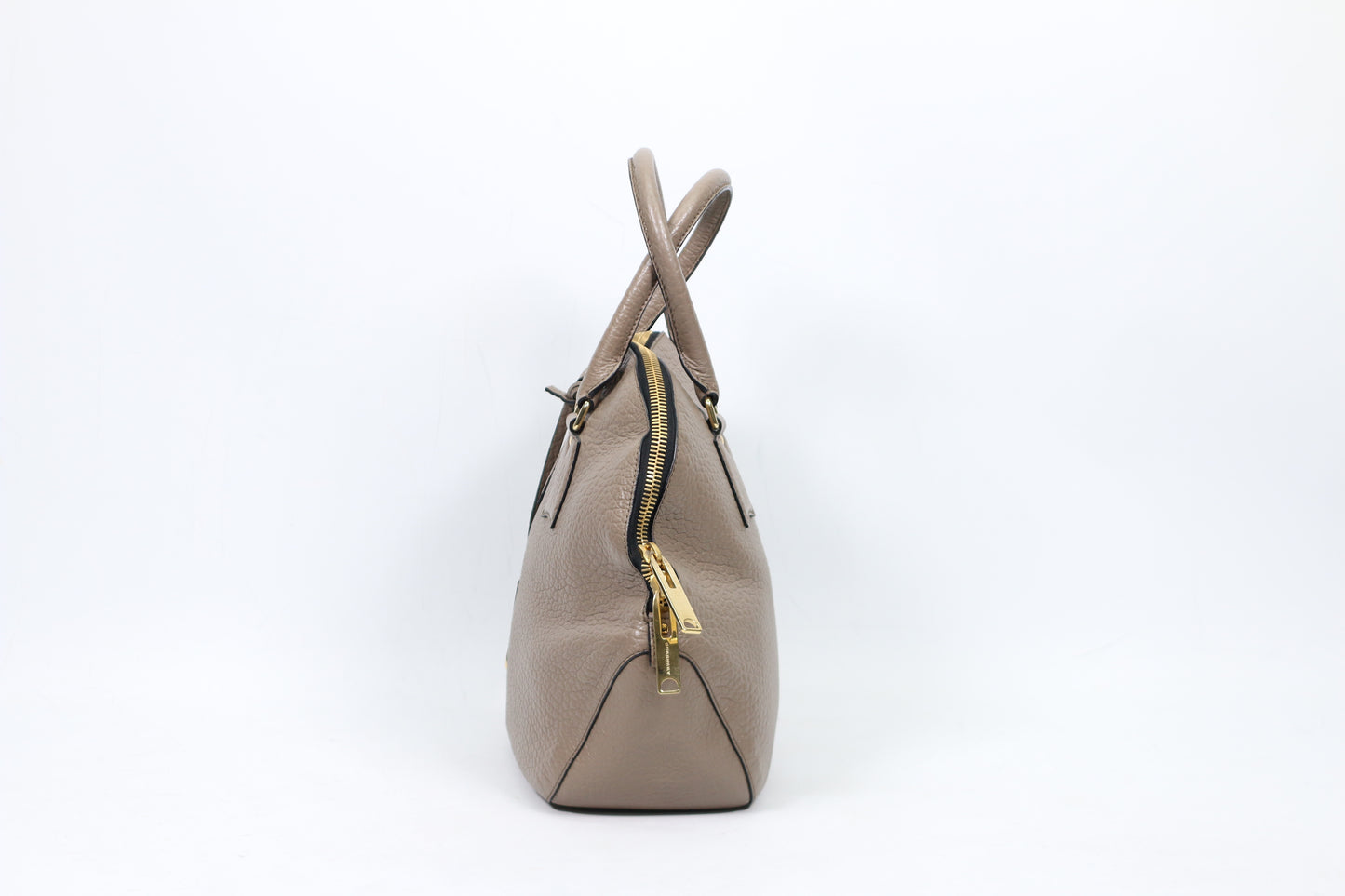 Burberry Gray Leather Gold-Tone Logo Detail Orchard Medium Tote Bag 3856227