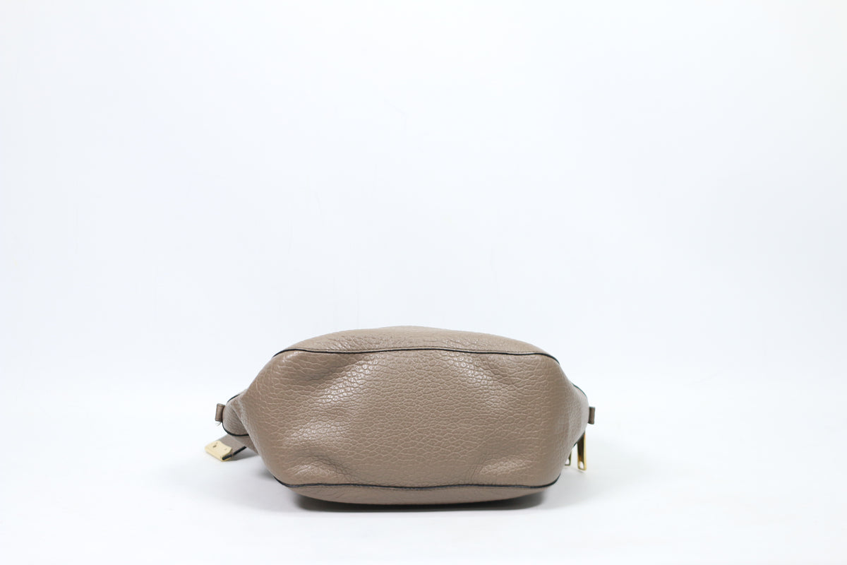 Burberry Gray Leather Gold-Tone Logo Detail Orchard Medium Tote Bag 3856227