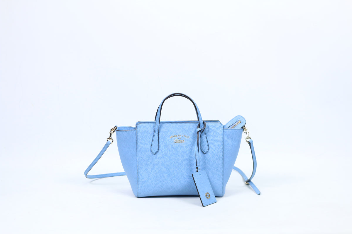 Gucci Sky Blue Leather Swing Mini Shoulder Bag 368827