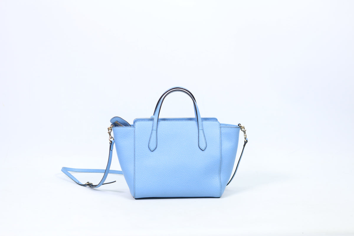 Gucci Sky Blue Leather Swing Mini Shoulder Bag 368827