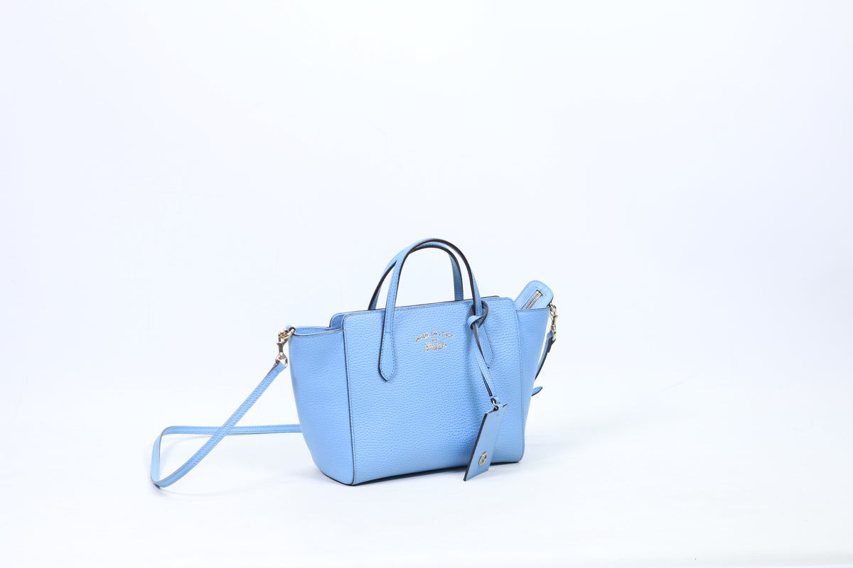 Gucci Sky Blue Leather Swing Mini Shoulder Bag 368827