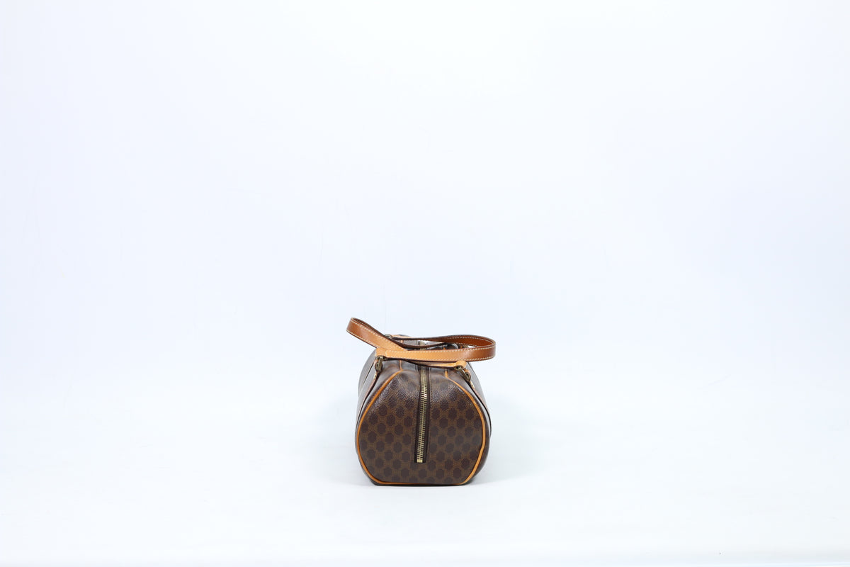Celine Brown PVC Blazon Macadam Barrel (Cylinder) ONE Tote Bag CE00/23