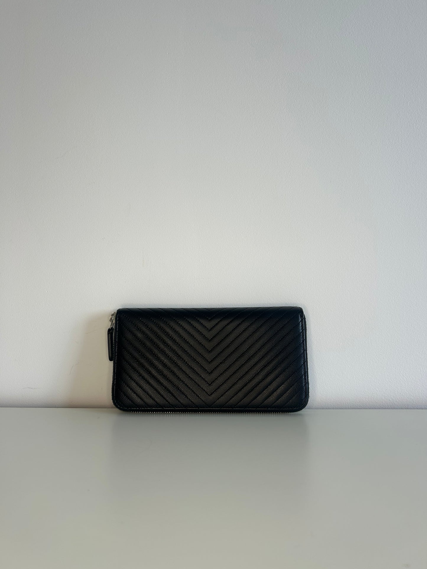 Chanel Caviar Chevron Coco Zip-Up Long Wallet