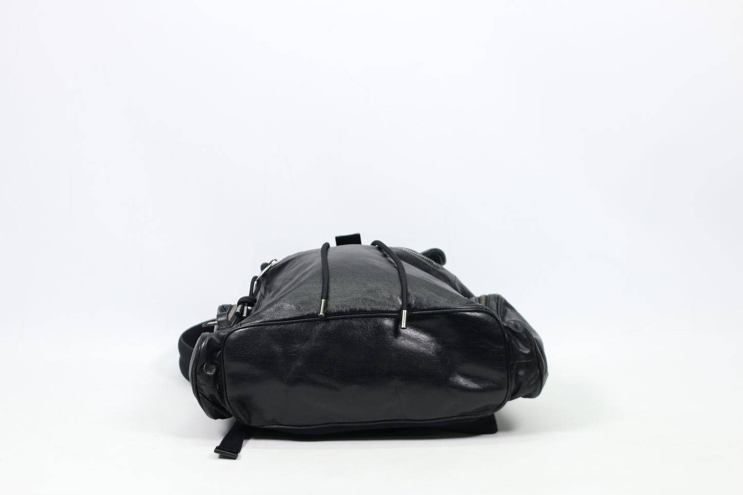 Dior Black Leather Homme Side Zip Pocket Flap ONE Backpack 05-BO-0196