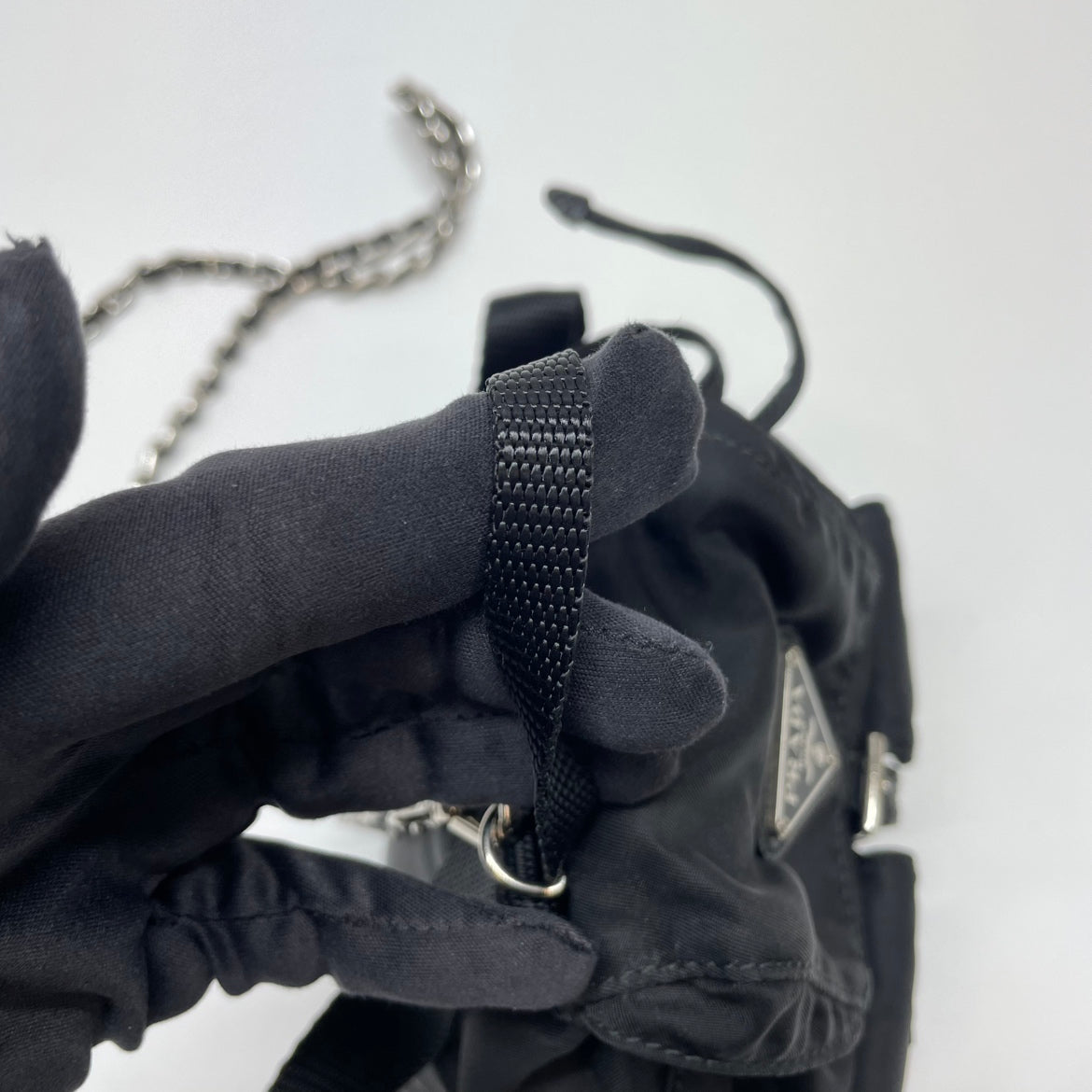 Prada Black Re-Nylon Mini Backpack Crossbody Bag 1BH029 (B016551230H)