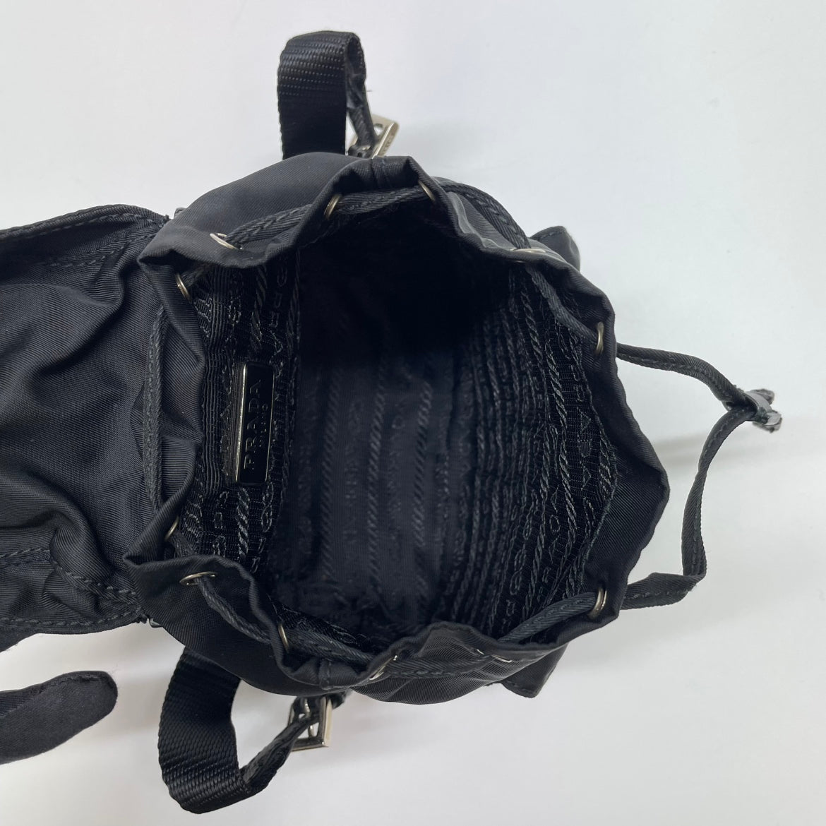 Prada Black Re-Nylon Mini Backpack Crossbody Bag 1BH029 (B016551230H)