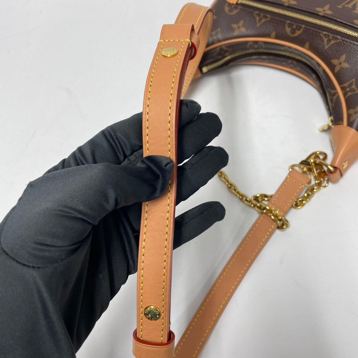 Louis Vuitton Brown PVC Monogram Loop Hobo ONE Shoulder Bag M81098 (VC12190428H)