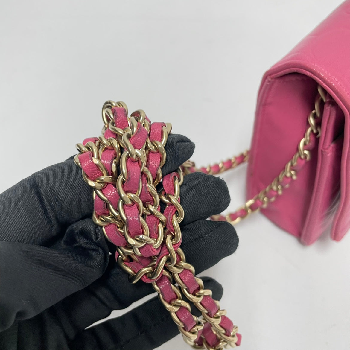 Chanel Pink Lambskin Camellia WOC Chain Mini Crossbody Bag A447421 (V3830425P)