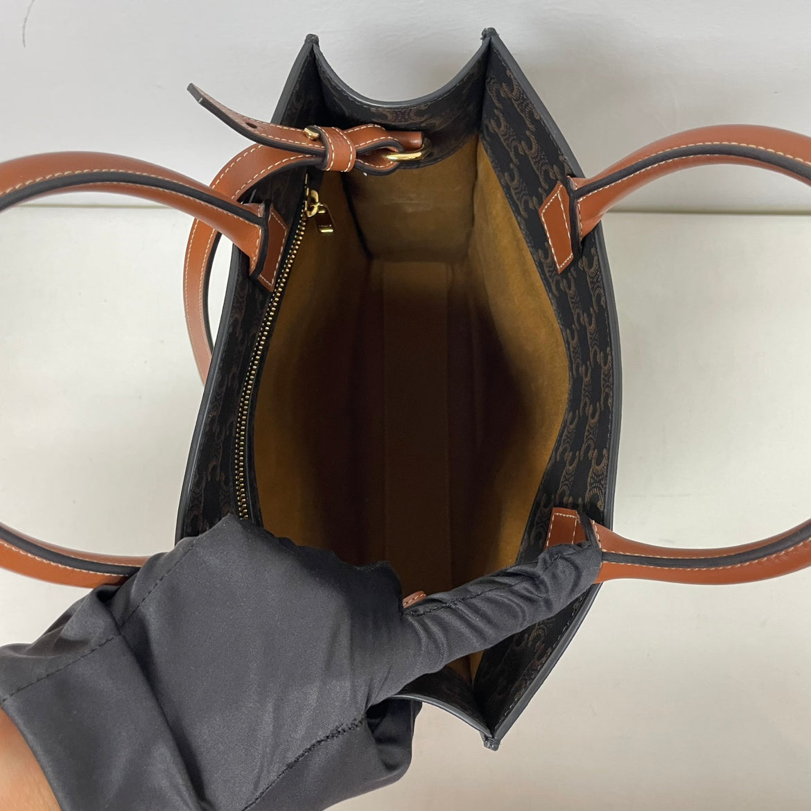 Celine Brown PVC Triomphe Canvas Vertical Cabas Small Shoulder Bag 191542