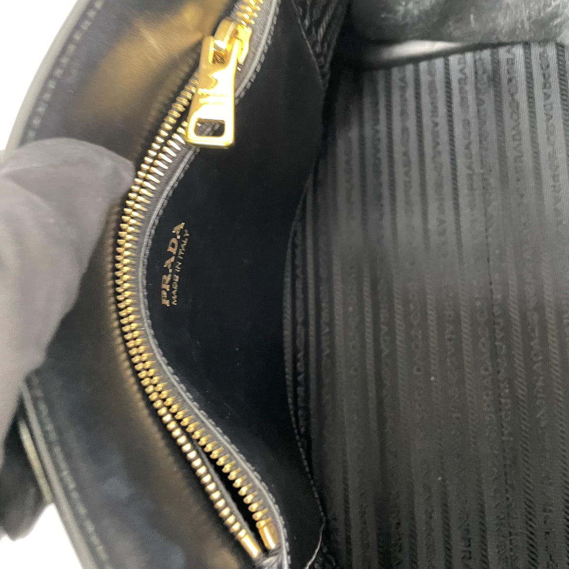 Prada Black Leather Saffiano Monochrome Small Shoulder Bag 1BA156