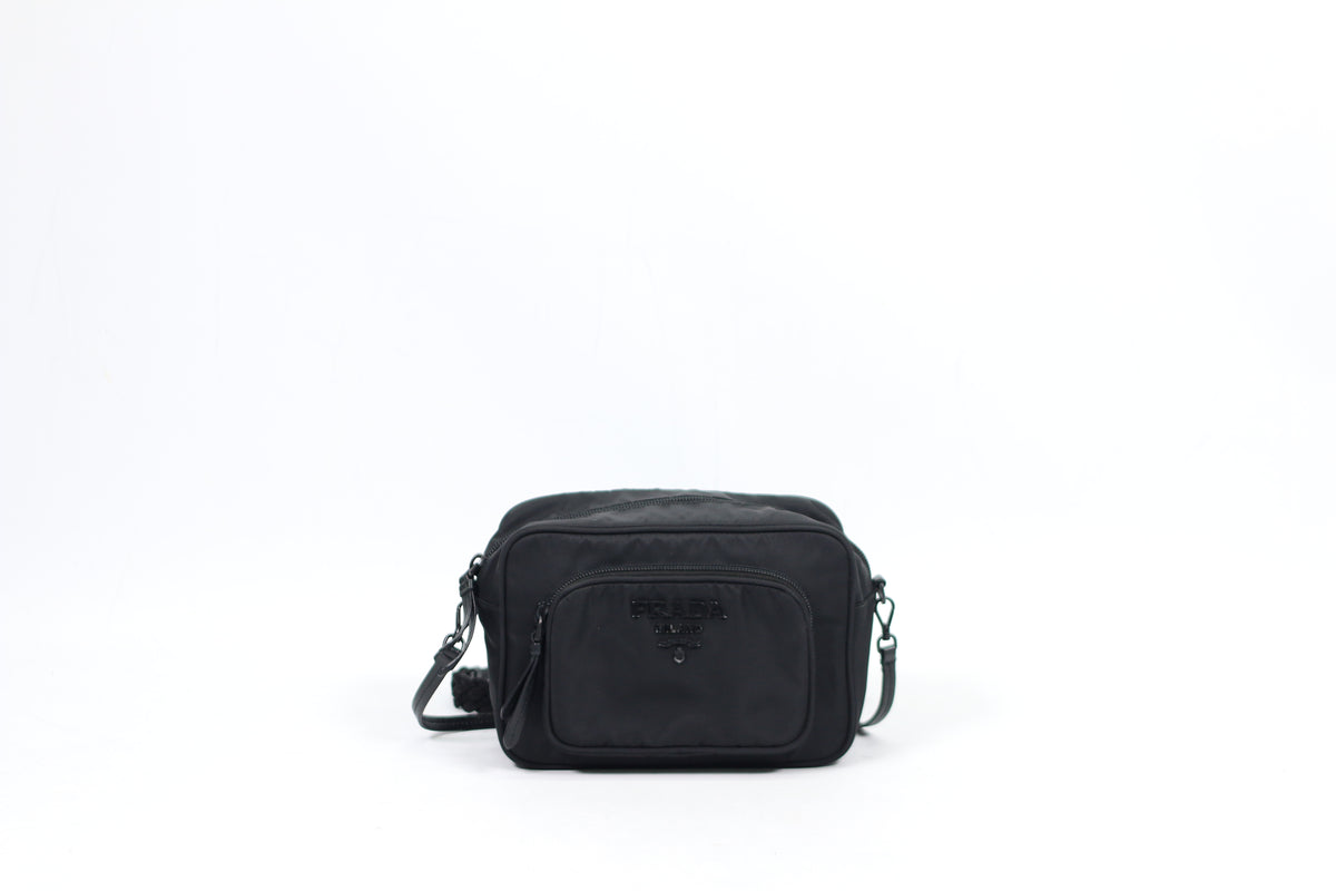 Prada Black Nylon Tessuto Outer Pocket ONE Crossbody Bag 1BH107