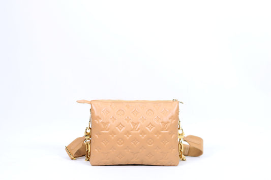 Louis Vuitton Camel Beige Leather Monogram Coussin Chain PM Shoulder Bag M57791